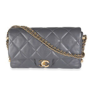 Chanel Gray Quilted Lambskin Crush On Chains Flap Bag